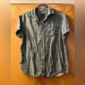 Prana Blue Casual Button Down Shirt Cactus Design